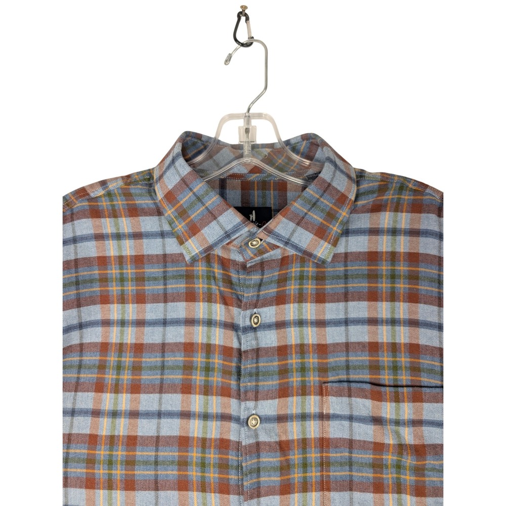 johnnie-O Roger Plaid Flannel Shirt Mens Large Malibu Blue Button Down
